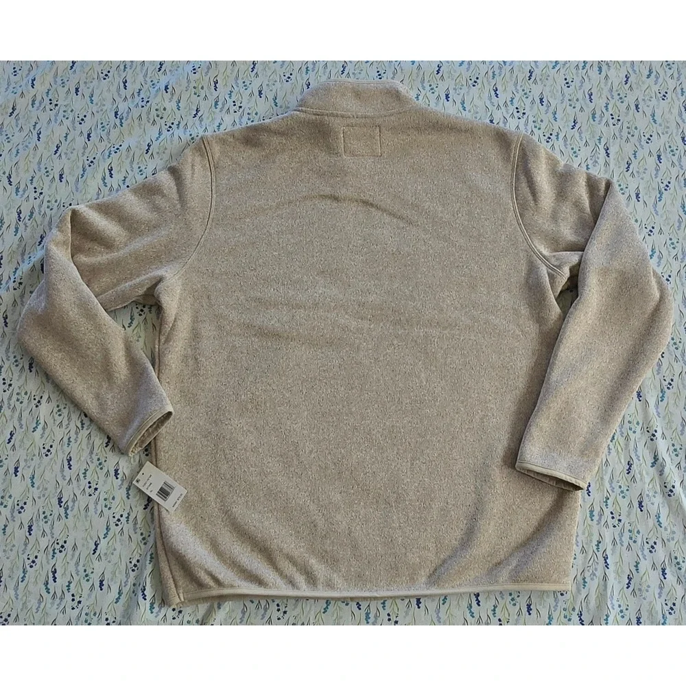 Weatherproof Vintage Mens Faux Fur Lined Quarter ZipPullover Stone F2521150ME XL